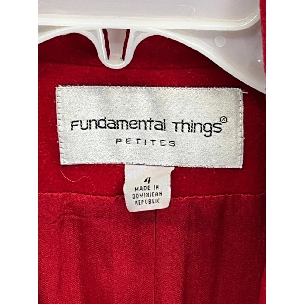Vintage Fundamental‎ Things Petite Women's Red 80s Wool 1 Button Blazer Size 4 - Picture 3 of 10